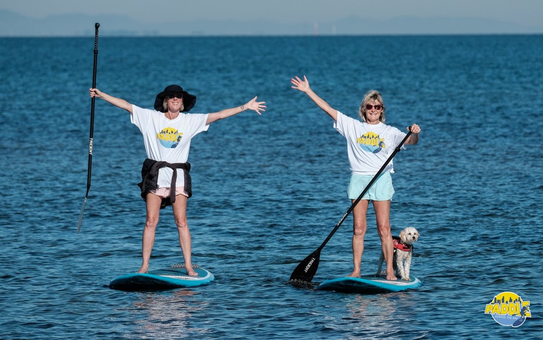 Two people paddling